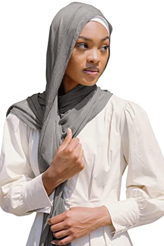 Txameru Hijab Scarf for Women - Muslim Rayon Crinkle With Fringe Edge - color: Olive Haze