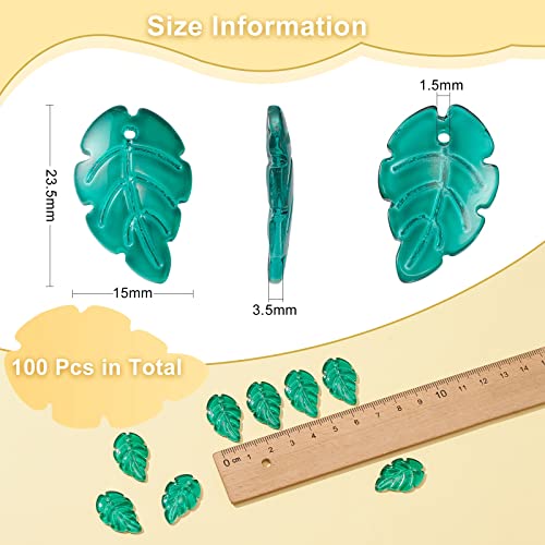 LiQunSweet 100 Pcs Glass Crystal Green Leaf Charms Small Drop Dangle Plant Leaves Pendants for Necklace Bracelet Jewelry Making DIY Crafting - 23.5x15mm - color: Leaf_23.5x15mm_Green