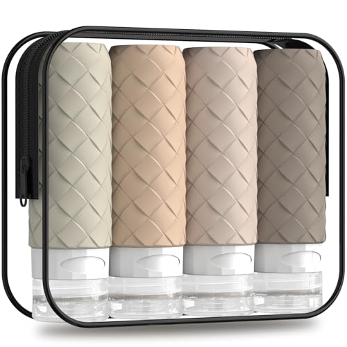 Silevoler Travel Bottles for Toiletries, TSA-Approved Travel Size Container - color: Cream