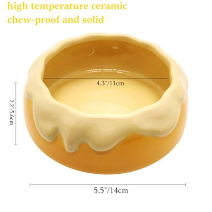 M2cbridge Ceramic Pudding Hamster Food Bowl Feeding Dish Water Bow for Guinea Pig Hedgehog Small Animal(Yellow) - color: Yellow