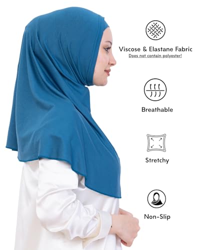 Prien Instant Hijab For Women, Muslim Long Scarf, Undercap Turban Set, Turkish Islamic Clothing, Prayer Clothes For Abaya - color: Turquoise