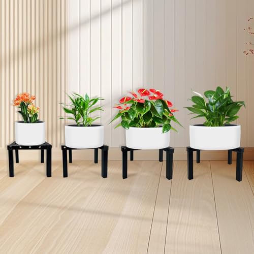 Four Legs Adjustable Metal Plant Stand for 5"-10" Plant Pot – Indoor & Outdoor (Black, 1 Pack) - color: Mini Black 5-10", style: 3 - Mini