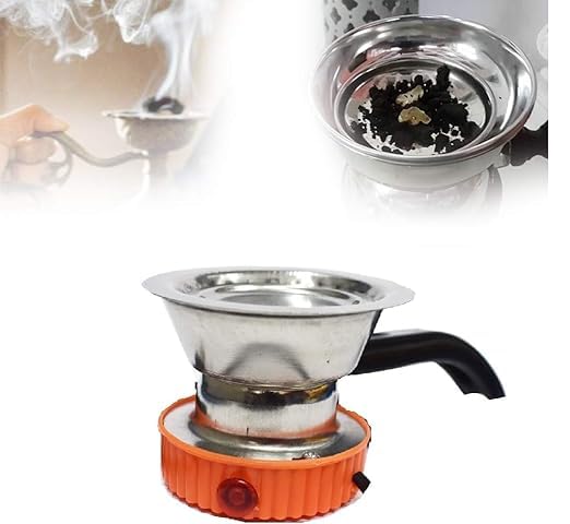 Stainless Steel Dhoop Dani/Kapoor Dani Stand Incense Bakhoor Burner Dhoop Burner Diffuser for Good Health