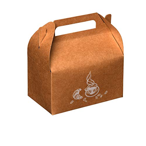 Hammont Paper Treat Boxes - (10 Pack) - Party Favors Treat Container Cookie Boxes Cute Designs Perfect for Parties and Celebrations 6.25" x 3.75" x 3.5" (Cafe) - color: Cafe