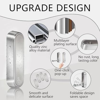 2PCS Foldable Wall Hooks, Heavy Duty Zinc Alloy Folding Wall Hooks,Folding Coat Hooks, Flip Down Hook for Hanging Coats, Bags, Hats, Cooking Utensil, Bathrobes, Keys (Silver) - color: Silver, size: 2 Hooks