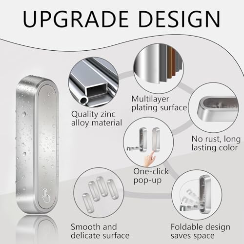 4PCS Foldable Wall Hooks, Heavy Duty Zinc Alloy Folding Wall Hooks, Folding Coat Hooks Wall Mount Bathroom Foldable Towel Hooks for Hanging Clothes, Bags, Hats, Bathrobes, Keys and Kitchen (Silver) - color: Silver, size: 4 Hooks