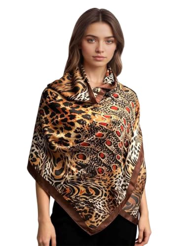 Xyueanlo Scarfs for Women Lightweight Scarves Fashion Print Floral Pattern Head Scarf Wraps Shawls - color: Red Brown