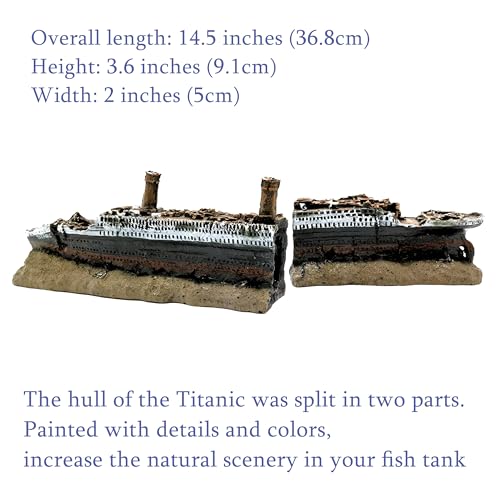 M2cbridge Antique Roman Column Ruins European Castle Aquarium Decorations Fish Tank Hideout Rocks(Titanic Shipwreck) - color: Titanic Shipwreck