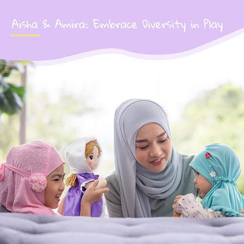 June Garden 14" Snuggle Cuties Aisha - Muslim Hijab Doll - Soft Cuddly Plush Doll for Girls - Huggable Rag Doll - Ramadan Gift - Pink M - color: Pink Aisha, size: Medium