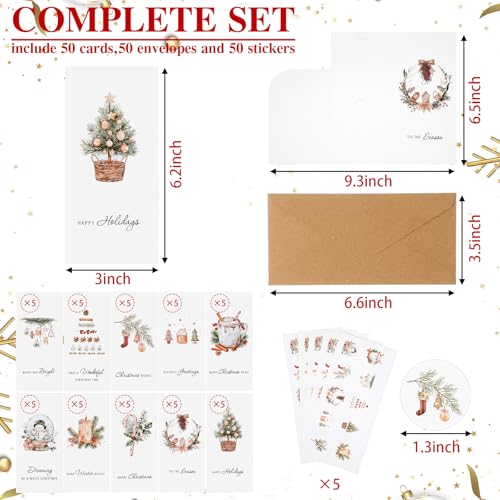 Engrowtic 50 Sets Christmas Gift Card Holder for Cash Boho Rustic Christmas Card Money Holder Xmas Cards Bulk with Envelopes and Stickers for Friends Family Holidays Xmas - style: Boho Christmas