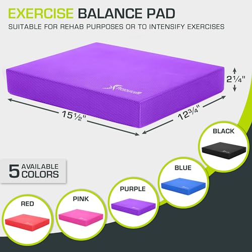 ProsourceFit Exercise Balance Pad, Non-Slip Cushioned Foam Mat & Knee Pad for Fitness and Stability Training, Yoga, Physical Therapy - color: Purple, size: L - (15.5" x 12.75")