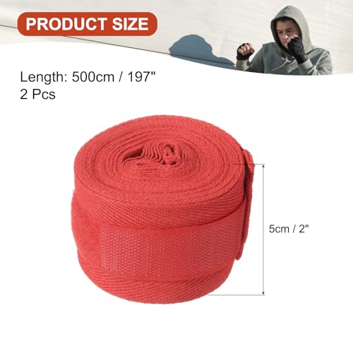 PATIKIL Boxing Hand Wraps, Elastic Boxing Wraps Cotton Fist Mitts Wrist Straps Protection for Muay Thai Martial Art - color: Red, size: 197 inch