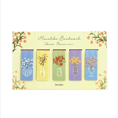 Monolike Magnetic Bookmarks Olivia's Flowers Ver.1, Set of 5 - color: Olivia's Flowers Ver.1