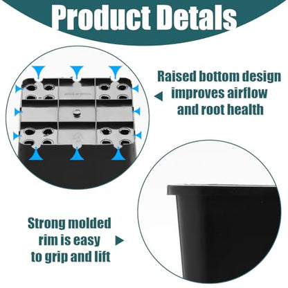 Nursery Pots 6 Inch 40 Pcs, Plastic Seed Starting Pot with Drainage Holes, Sturdy Seedling pots for Planting, Cuttings (Black) - color: Black, size: 6 Inch-40P