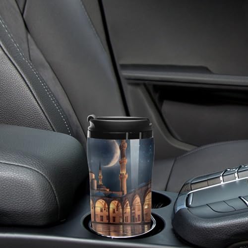 Blue Mosque Islamic Muslim Coffee Mug Double Wall Travel Tumbler Tea Cup for Hot/Ice Drinks 250ml
