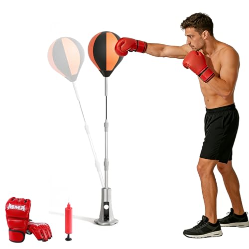 Punching Bag with Stand, Fast Bounceback Reflex Boxing Bag for Adults, Height Adjustable Speed Bag for Training, Improve Reflexes & Stamina, Home Fitness Equipment