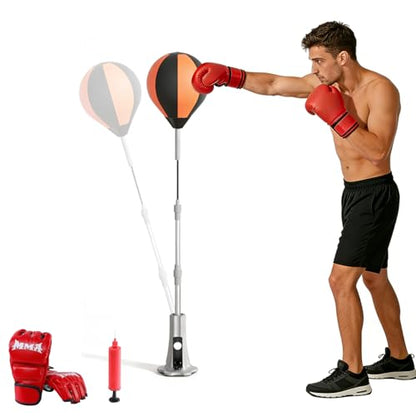 Punching Bag with Stand, Fast Bounceback Reflex Boxing Bag for Adults, Height Adjustable Speed Bag for Training, Improve Reflexes & Stamina, Home Fitness Equipment