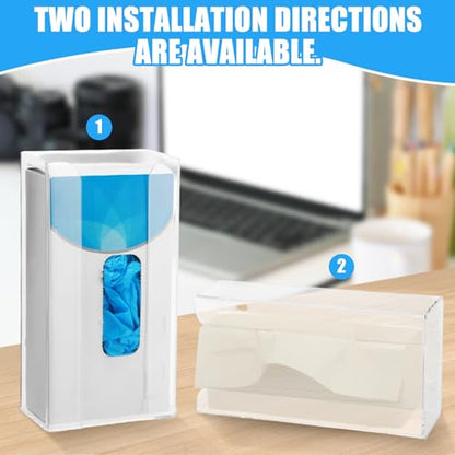 Weysat 2 Pcs Acrylic Glove Box Holder Dispenser Glove Holder for Wall Mount Acrylic Rack Wall Floating Mask Dispenser for Medical Latex Rubber Disposable Mitten Boxes (Clear,Vertical Style) - color: Clear, style: Vertical Style