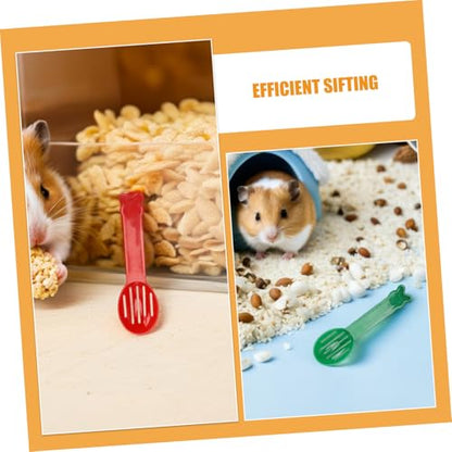 Yardwe 32pcs Hamster Sand Bath Scoops Plastic Litter Sifters Small Pet Cage Cleaning Shovels for Chinchilla Gerbil Reptile Cage Maintenance