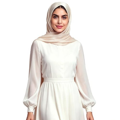 Women Premium Hijab Head Scarf Lightweight Shimmer Scarves Crepe Wedding Shawls and Wraps for Evening Dresses Shiny - color: Light P 14#