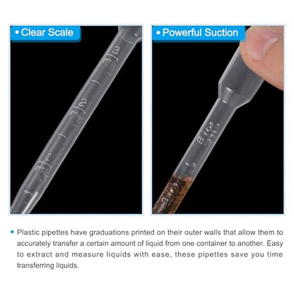 PATIKIL 3ml Pipettes Dropper, 60pcs Plastic Pipettes Disposable Pipette Transfer Pipette Calibrated Plastic Eye Dropper with Scale for Science Laboratory Resin DIY Crafts Art Makeup Oils - size: 3ml