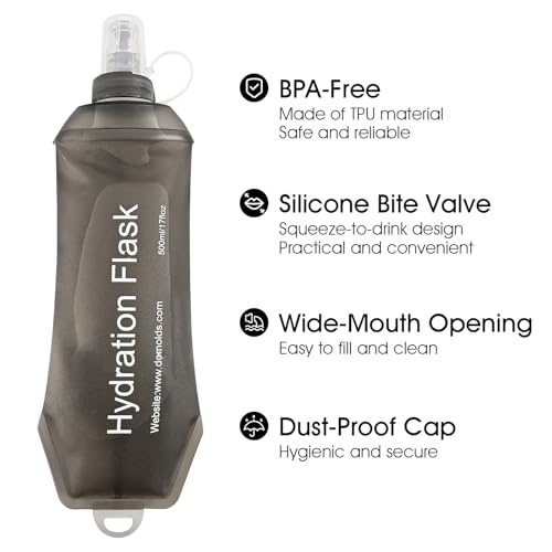 GUYI GYGYL Soft Flask, TPU Collapsible Soft Water Bottle for Hydration Pack, Running Vest, Leak-Proof Folding Water Bottle for Hiking Cycling Climbing Jogging-150ml Grey - color: 150ml Grey