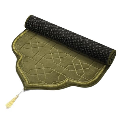 Muslim Prayer Mat for Ramadan Gifts - Thick Prayer Rug Sajadah for Kids Men Women Soft Islamic Prayer Rugs for Eid Travel Ramadan, Green - color: Green