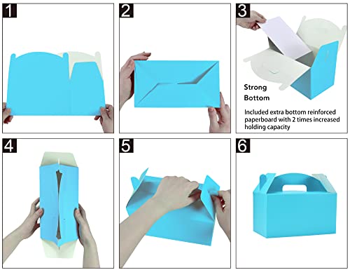 Papertide Blue Gable Box with Handles, 30 Pack 9.45×5×5 inch Sturdy Colorful Cardstock treat Boxes for Christmas Birthday Party Favors, Premium Presentation Boxes with Lids - color: Blue