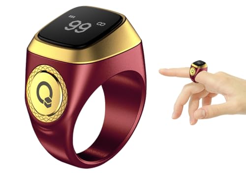 Smart Ring Counter, Smart Tasbih Zikr Ring, Muslim Islamic Prayer Smart Rings, Tasbih Counter Smart Ring, Tasbeeh Smart Counter, Digital Electronic Smart Tally Counter for Prayer (Brown,20MM)