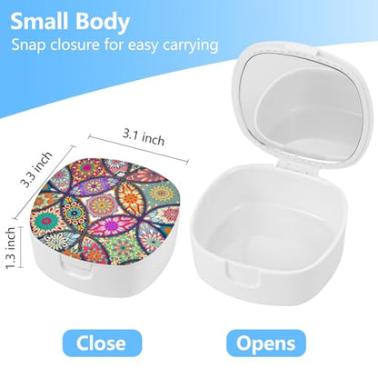 Retainer Case with Mirror & Ventilation Holes - Night Guard & Aligner Case, Colorful Mandala Design - color: Colorful Mandala