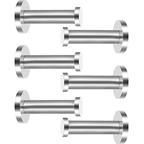 EBOOT 6 Pieces Stainless Steel Wall Mount Robe Coat Hook Towel Wall Hook (3 Inch, Silver)