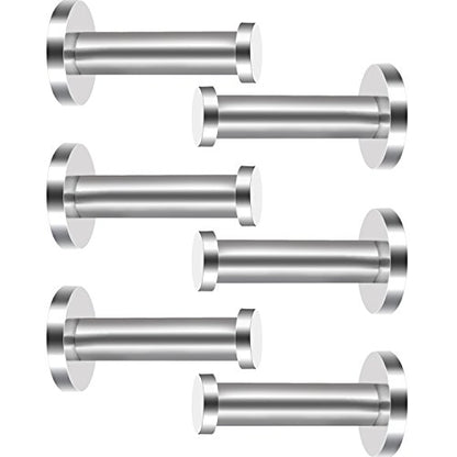 EBOOT 6 Pieces Stainless Steel Wall Mount Robe Coat Hook Towel Wall Hook (3 Inch, Silver)