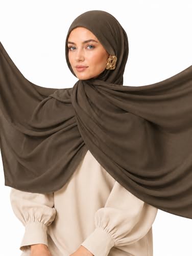 Premium Breathable Modal Cotton Hijab for Women, Lightweight, Non-Slip, Soft & Elegant Scarf for Everyday Wear - color: Mocha Taupe