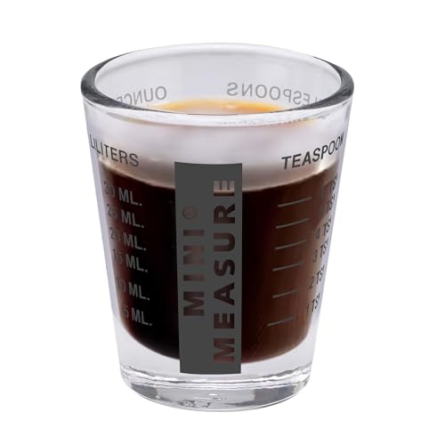Kolder Mini Measure Heavy Glass, 20-Incremental Measurements Multi-Purpose Liquid and Dry Measuring Shot Glass, Black - color: Black, size: Single