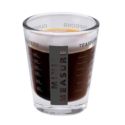 Kolder Mini Measure Heavy Glass, 20-Incremental Measurements Multi-Purpose Liquid and Dry Measuring Shot Glass, Black - color: Black, size: Single