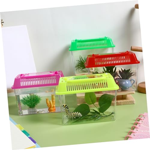 TOYANDONA 4pcs Portable Handheld Aquarium with Handle Turtle Box Feeding Case for Reptiles and for for Shrimp and Tortoise Breeding