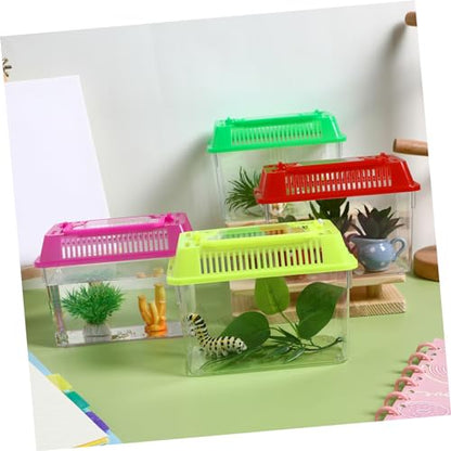 TOYANDONA 4pcs Portable Handheld Aquarium with Handle Turtle Box Feeding Case for Reptiles and for for Shrimp and Tortoise Breeding