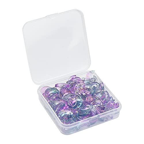 LiQunSweet 100 Pcs Fantasy Lilac Color Glass Charms Glittery Crescent Moon Charms for Earring Bracelet Necklace Jewelry Making - color: Moon Lilac Charms_100 Pcs