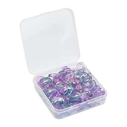 LiQunSweet 100 Pcs Fantasy Lilac Color Glass Charms Glittery Crescent Moon Charms for Earring Bracelet Necklace Jewelry Making - color: Moon Lilac Charms_100 Pcs
