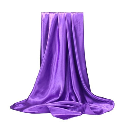 Elegant Satin Jersey Muslim Hijab Scarf Square Soft Head Wrap Scarves Shawl for Women Girls - color: Bright Purple(90*90cm)
