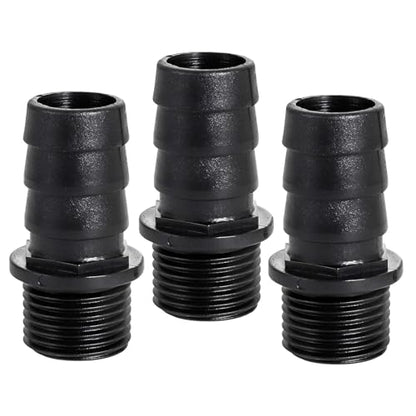 Hose Barb Fitting 3/4" Barb x G1/2" Male Thread Adapter (3 Pack), Plastic BSP Barb to Male Connector for Submersible Pump, Pond, Aquarium, Irrigation, Hydroponics