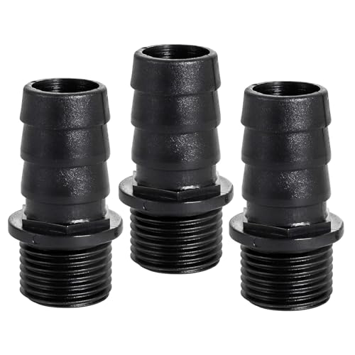 Hose Barb Fitting 3/4" Barb x G1/2" Male Thread Adapter (3 Pack), Plastic BSP Barb to Male Connector for Submersible Pump, Pond, Aquarium, Irrigation, Hydroponics