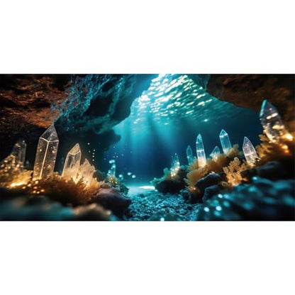 AWERT 72x18 inches Fantasy Garden Aquarium Background Under The Sea Background Sunshine Underwater Bubble Coral Rock Crystal Climbing Pet Background Decoration - size: 72x18in/180x45cm