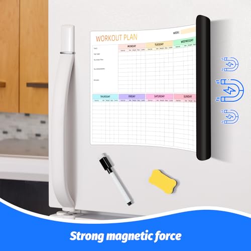Workout Plan Dry Erase Magnetic Whiteboard for Refrigerator-Weekly Fitness Tracker Gym Exercise Tracker Schedules and Checklists - size: Small