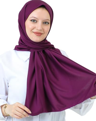 Prien Hijab For Women Muslim Lightweight Scarf Head Scarves For Girls Islamic Long Headscarf Chiffon Shawl Prayer Set Ramadan - color: Purple