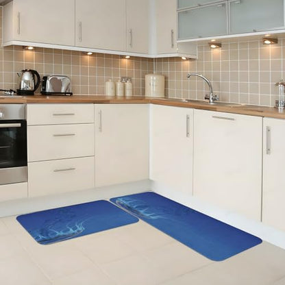 Kitchen Mat Set (2-Piece) – Cushioned Comfort, Spotted Jelly Fish Aquarium Life Marine Animals Easy Clean for Kitchen & Laundry