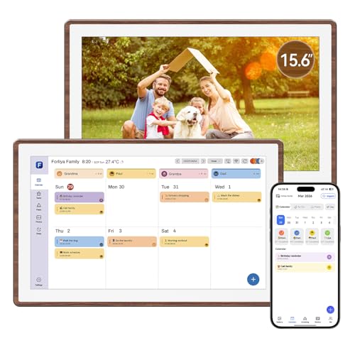 ANKRA 15.6" Digital Calendar,No Subscription Smart Wall Planner (Walnut) - color: Walnut, size: 15.6 Inch