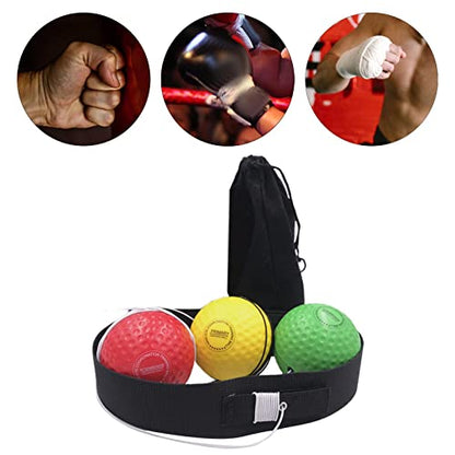 Adjustable Boxing Reflex Ball Set for Speed and - color: 1 Headband 3 Ball