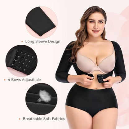 woahee Women's Arm Shaper Plus Size Arm Faja Compression Sleeve Garment Post Surgical Arm Shapewear - color: Multicolor, size: XX-Large