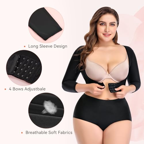 woahee Women's Arm Shaper Plus Size Arm Faja Compression Sleeve Garment Post Surgical Arm Shapewear - color: Multicolor, size: 3X-Large